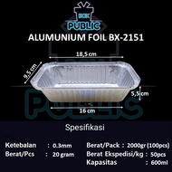 100 PCS ALUMINUM FOIL TRAY CONTAINER BX 2151 / 2151 SQUARE ALUMINUM FOIL CAKE CONTAINER