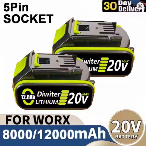 20V 8.0Ah/12.0Ah Replacement Battery for WORX Series Power Tools，with LED Indicator, Compatible with