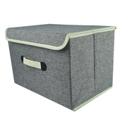 Little Homes Foldable Fabric Cube Storage Box Organizer with Lid & Handle (38cm x 25cm x 25cm)