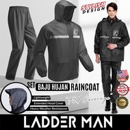 LADDERMAN Rain Coat Set Baju Hujan Motor Lelaki Perempuan Men Jaket Hujan Rainsuit with Pants Waterproof Jacket Raincoat