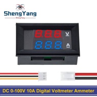 DC 0-100V 10A Digital Voltmeter Ammeter Dual Display Voltage Detector Current Meter Panel Amp Volt Gauge 0.28" Red Blue LED