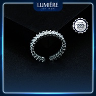 AG1 Lumière Jewelry 925 Sterling Silver Open Chain Stone Ring – Elegant Design, Easy to Adjust, Free