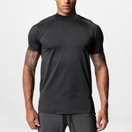 Gym Men Fitness Bodybuilding Workout Quick Dry Tight Short Summer Turtleneck Compression Tshirt