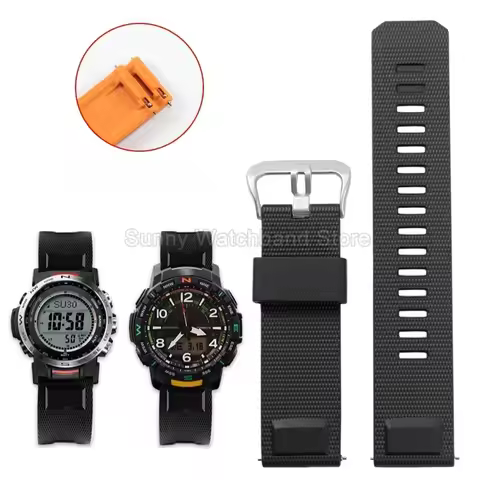 Rubber Watchband for Casio PRO TREK Series PRT-B50/B70 PRW-35/51/61Y Elastic Comfortable Silicone Wa