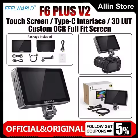 FEELWORLD F6 PLUS V2 4K Monitor 6 Inch on Camera DSLR Field Monitor 3D LUT Touch Screen IPS FHD 1920