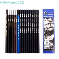 JERON 12Pcs Sketch Pencils Black Pencils Professional 3B 4B 5B 6B 12B 14B Hard Charcoal Soft Charcoa