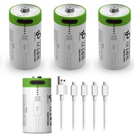4 Pack CR2 Battery,Rechargeable CR2 3.7v Lithium Batteries, 4 in 1 USB Type C Rechargeable Lithium C