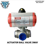 Actuator Ball Valve 3 Way Type L Port Double Acting Size 4 Inch 