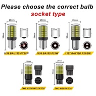 New 2 Pcs Car LED Signal Light S25 1156 BA15S P21W BAU15S PY21W 1157 BAY15D 3014 144 SMD Canbus Bulb