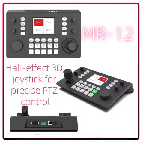 PTZ Camera Controller 3.5 inch LCD Preview PTZ Controller Keyboard with 4D Joystick for Broadcast Ch