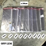 [100pcs] OPP Plastic Glue 10x24cm / 11x24cm / 12x24cm / 13x24cm / 14x24cm / 15x24cm / 16x24cm / 17x2