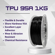 Filamen TPU Fleksibel Hitam 95A 1.75mm 1kg | TPU 3D Filament for High Speed Printer | Stok Malaysia