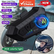 Y10 Earphones Motorcycle Helmet Bluetooth Earbuds Connect 2 Phones IPX6 Waterproof 48H Battery Heads