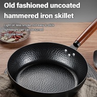 Handforged iron pan flatbottomed wok uncoated steak pan wok flatbottomed uncoated steak pan