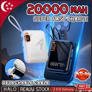 20000MAH Fast Charge Power Bank Detachable Data Cable Powerbank 66W Fast Charging Powerbank Mini Portable