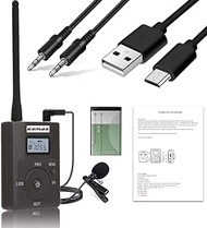 EXMAX Portable 0.2W/200mW Stereo Wireless FM Transmitter Radio MP3 Music Player Broadcast with 3.5mm AUX Microphone Support TF Card for Tour Guide System Teaching Simultaneous Meeting Black