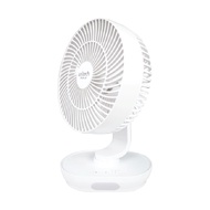 ANITECH พัดลมชาร์จไฟ USB รุ่น SMF-09 สีขาว ขนาด 8 นิ้ว ปรับได้ 3 ระดับ พร้อมโคมไฟ
