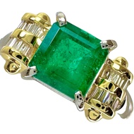 Size 11.5, Emerald 1.28ct, Diamond 0.29ct, Ring, K18 Gold/Pt900 Platinum, 8.3g, Women's [Used]