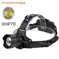 New XHP70 Strong Light Headlight USB Charging Outdoor Zoom Long-Range High-Power Aluminum Alloy LED 