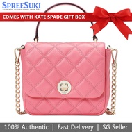 Kate Spade Handbag In Gift Box Crossbody Bag Natalia Quilted Smooth Leather Square Crossbody Pink Bright Blush # K8162