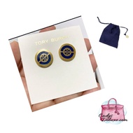 (STOCK CHECK REQUIRED)BRAND NEW AUTHENTIC INSTOCK TORY BURCH MILLER STUD EARRINGS 88333 ENAMEL CIRCLE GOLDEN BLUE