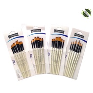 PA HDB Artist Nylon Brush Set 6pcs Flat / Round / Angular / Filbert