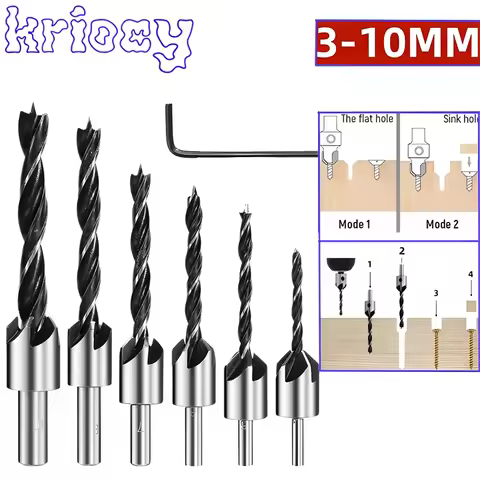 Countersink Drill Bit Set Reamer Woodworking Chamfer Counterbore Pliot Hole Cutter Screw Hole Drill 