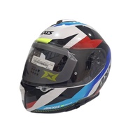 AXXIS FU403SV Gecko SV Helmet Gloss Blue D7 | Built-In Sun Visor | ECE/DOT Certified | Sporty Street