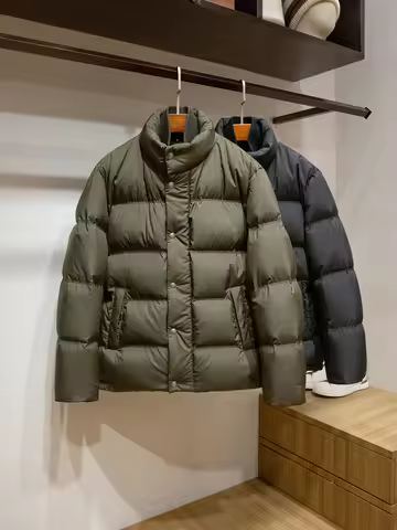 Men's High-End Thickened Warm down Jacket Double-Collar Splicing Detachable Highly Fluffy White Goos