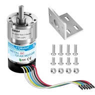 CQRobot 30:1 Motor DC Bergear Logam 37Dx67.5L mm 6V/12V, dengan Pengekod 64 CPR dan Braket. 6V-7W-11