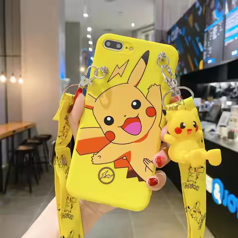 Pika Phone Case With Holder Rope For OPPO A15 A16 A36 A76 A57 A17 A93 A54 A96 A78 Reno 5F 7Z Realme 
