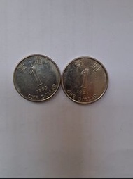1993年香港一元硬幣2枚