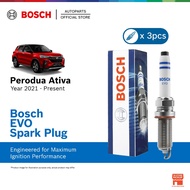 Bosch EVO Platinum Iridium Spark Plug 3pc Set for Perodua Ativa 1.0 Turbo X, H, AV D55L