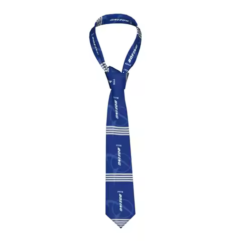 Formal Boeing 777X Captain Stripes Necktie for Men Customized Silk Aviation Aviator Flight Pilot Off