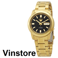 [Vinstore] Seiko 5 SNKK22 Automatic Gold Tone Stainless Steel Black Dial Men Watch SNKK22K SNKK22K1