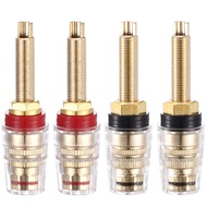 Facmogu 4PCS Black & Red Heavy Duty 5-Way Binding Post Banana Jacks 4mm, 24K Gold Plated Sold Brass 