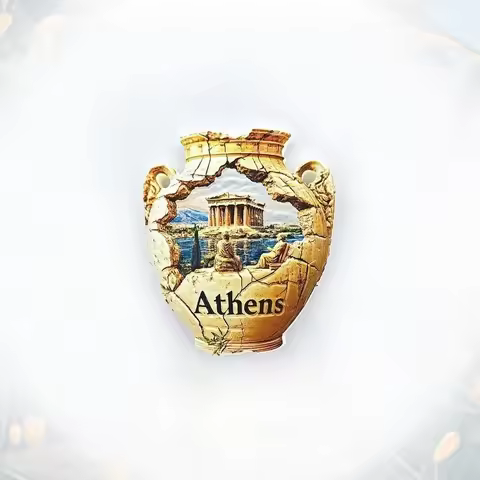 Greek Pottery Fridge Magnet - 3D Ancient Amphora Souvenir Classical Mediterranean Decor Unique Europ