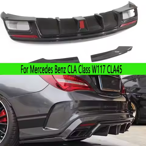 For Mercedes Benz CLA Class W117 CLA45 PAK Style Carbon Fiber Car Rear Bumper Diffuser Rear Splitter