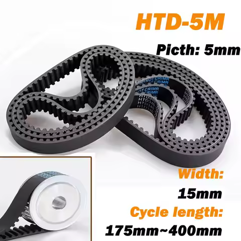 HTD 5M Rubber Closed Loop Timing Pulley Belt Width 15mm Length 175 180 200 205 210 215 220 225 230 2