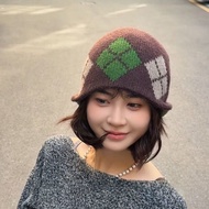 Korean color-blocked knitted hat casual warm ear protection woolen hat outdoor ear protection hat