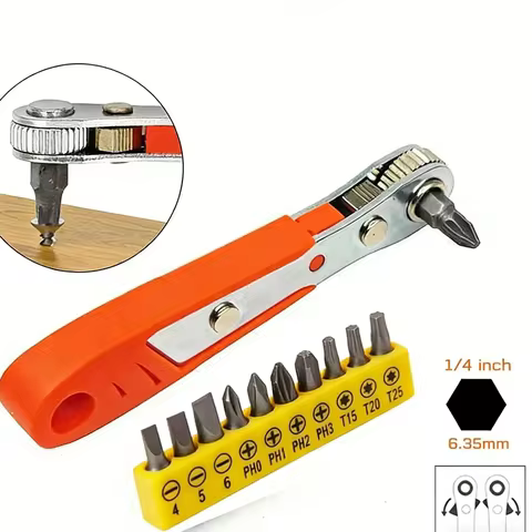 Mini Ratchet Wrench Screwdriver 1/4" Hex Adjustable Quick Release Socket Handle Hand Tool for Car Re