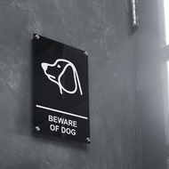 INPI HOUSE Signage Beware Of Dogs - Beware of Dogs Sign - Black Acrylic 20x30cm