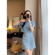 Denim Style Improved Cheongsam New Style Denim Suit Daily Wear Trendy20260125