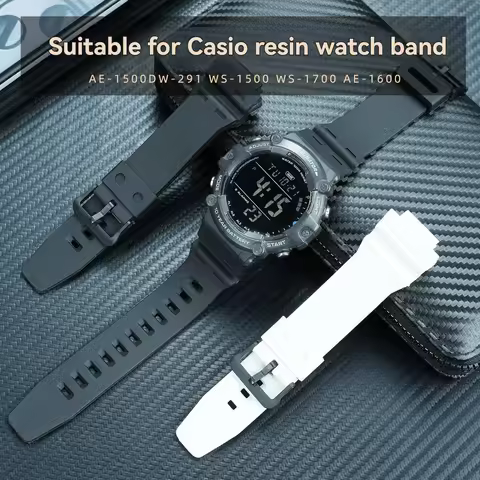 Suitable for Casio AE-1500WH watch strap DW-291/W-737/WS-1500 WS-1400 A158/159 resin rubber strap fo