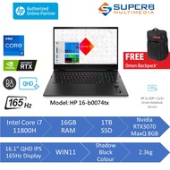HP Omen 16-b0074tx Gaming Laptop  (E-Wallet RM100) (Intel Core i7 11800H, 16gb ram, 1tb ssd, Nvidia 