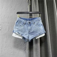 Quần Short Denim American Hot Bé Gái Cạp Thấp Quần Jeans Rách Phong Cách Y2K Quần Ngắn Mùa Hè Quần J