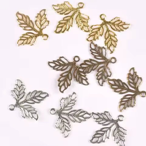 50 Pcs Filigree Wraps Leaves Metal Connectors Crafts For Jewelry Making Embellishments Scrapbooking 