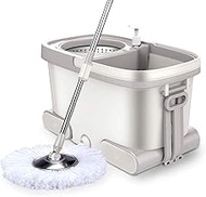 WSJTT New Upgraded Stainless Steel Deluxe 360 Spin Mop &amp; Bucket Floor Cleaning System Included Easy Press Handle with 3 Microfiber Mop Heads (Color : A)