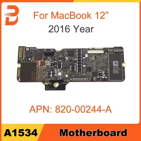 Original Laptop Logic Board 820-00244-A For MacBook Retina 12 inch A1534 Motherboard 256GB 512GB 201
