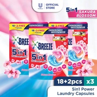 Breeze 5in1 Laundry Capsule Sakura Blossom 18 + 2 pcs x 3